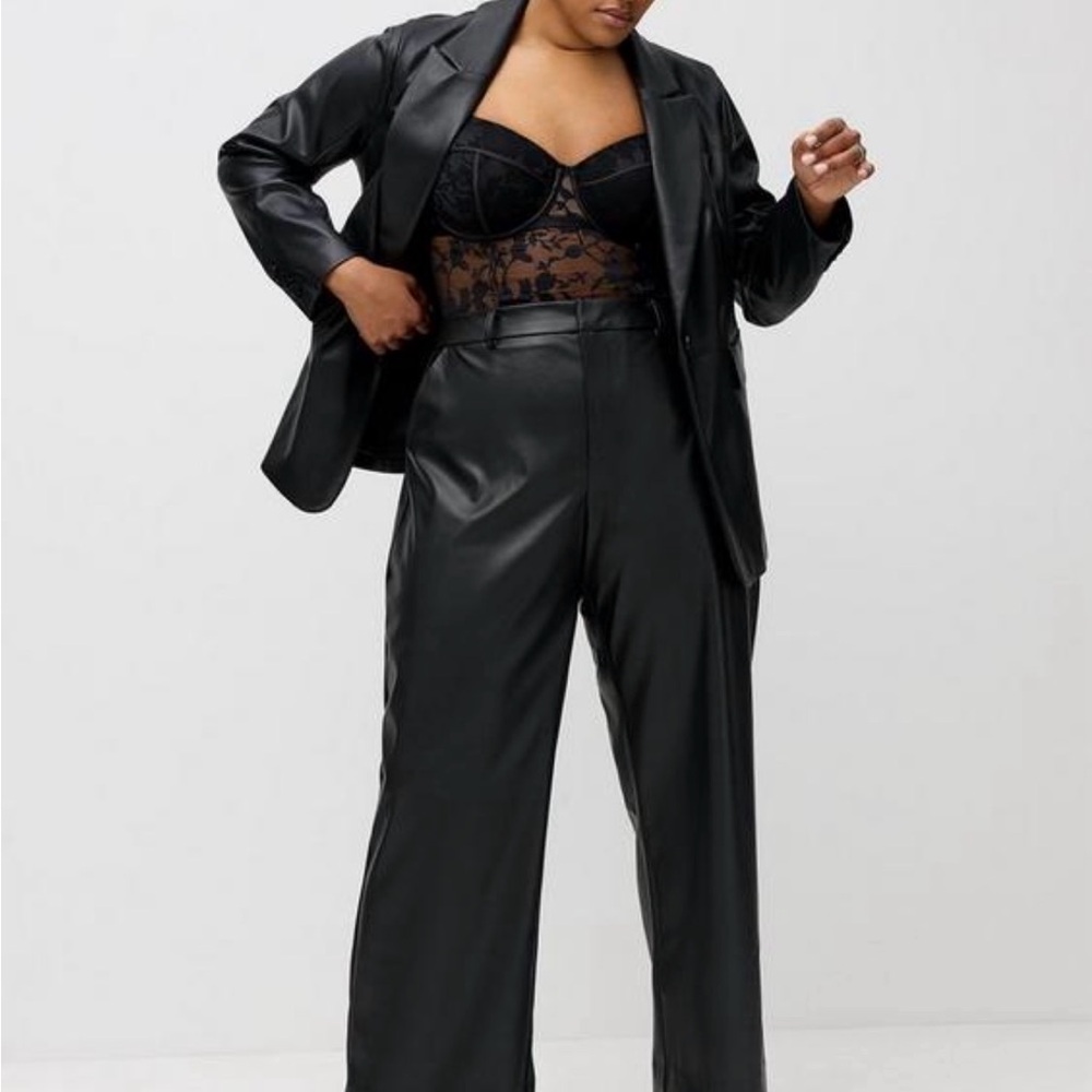 Torrid High Rise Straight/Wide Leg Faux Leather Pants